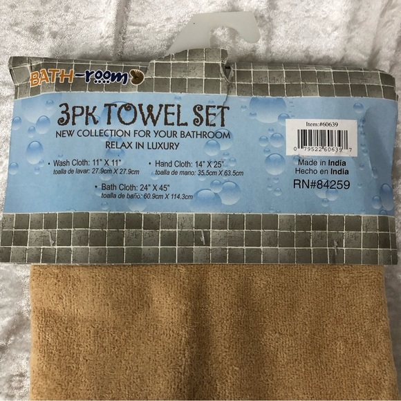 Bathroom towel set 3 pack embroidered butterflies 100% cotton - Picture 4 of 7